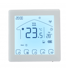 Kiptover KTW Комнатный термостат беспроводной, с аккумулятором, 3А, сухой контакт, для котла, Wi-Fi, Белый