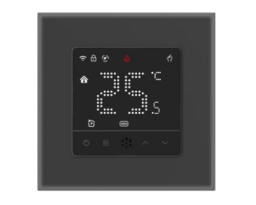 Kiptover KTE-R терморегулятор для теплого пола электронный сенсорный, рамка 55x55, Wi-Fi, Черный