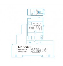KiPTOVER реле промежуточное DC 24V, 2К, DIN, 8А