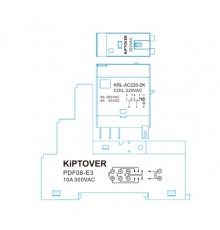 KiPTOVER реле промежуточное AC 230V, 2К, DIN, 8А