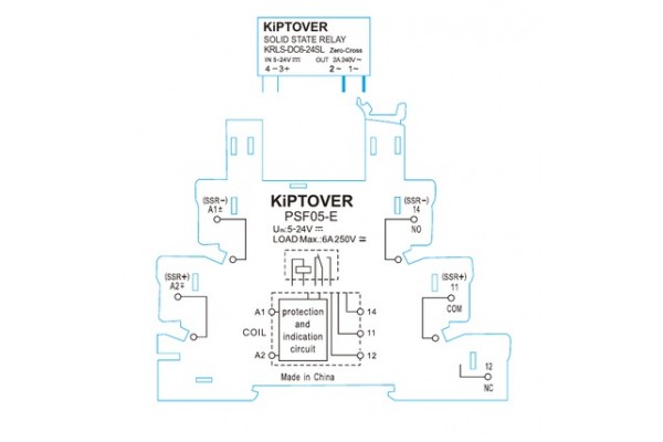 KiPTOVER реле промежуточное DC 6-24V, Solid, Slim, DIN, 6А